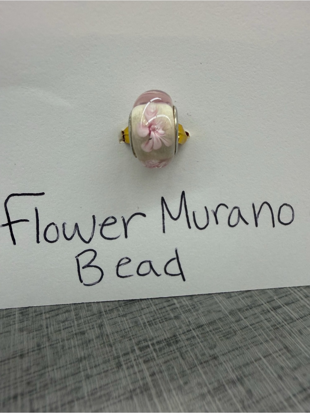 Pandora Retired Pink Flowers Murano Glass Charm 790619 Sterling Silver